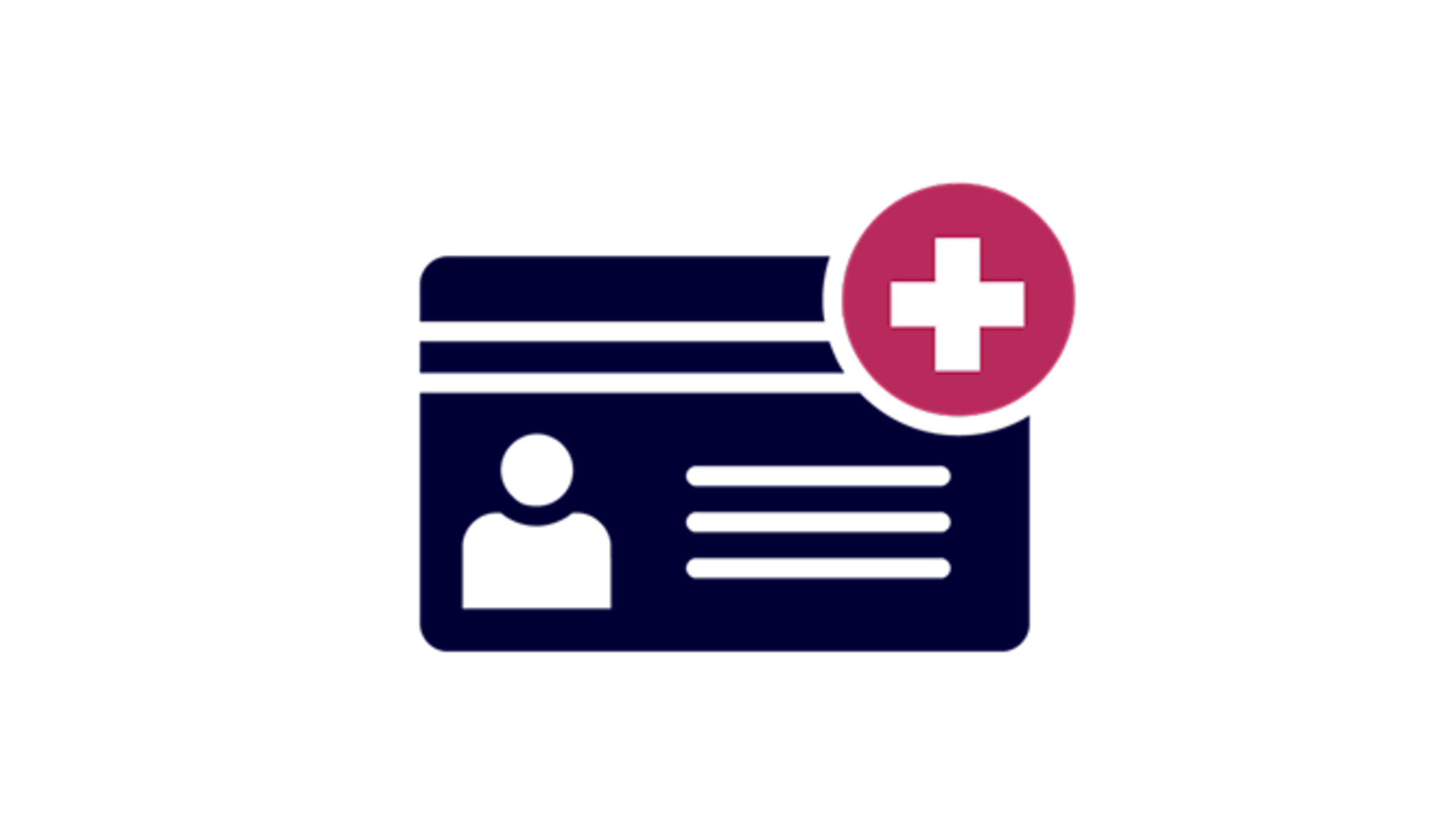 Insurance card icon with a cross sign