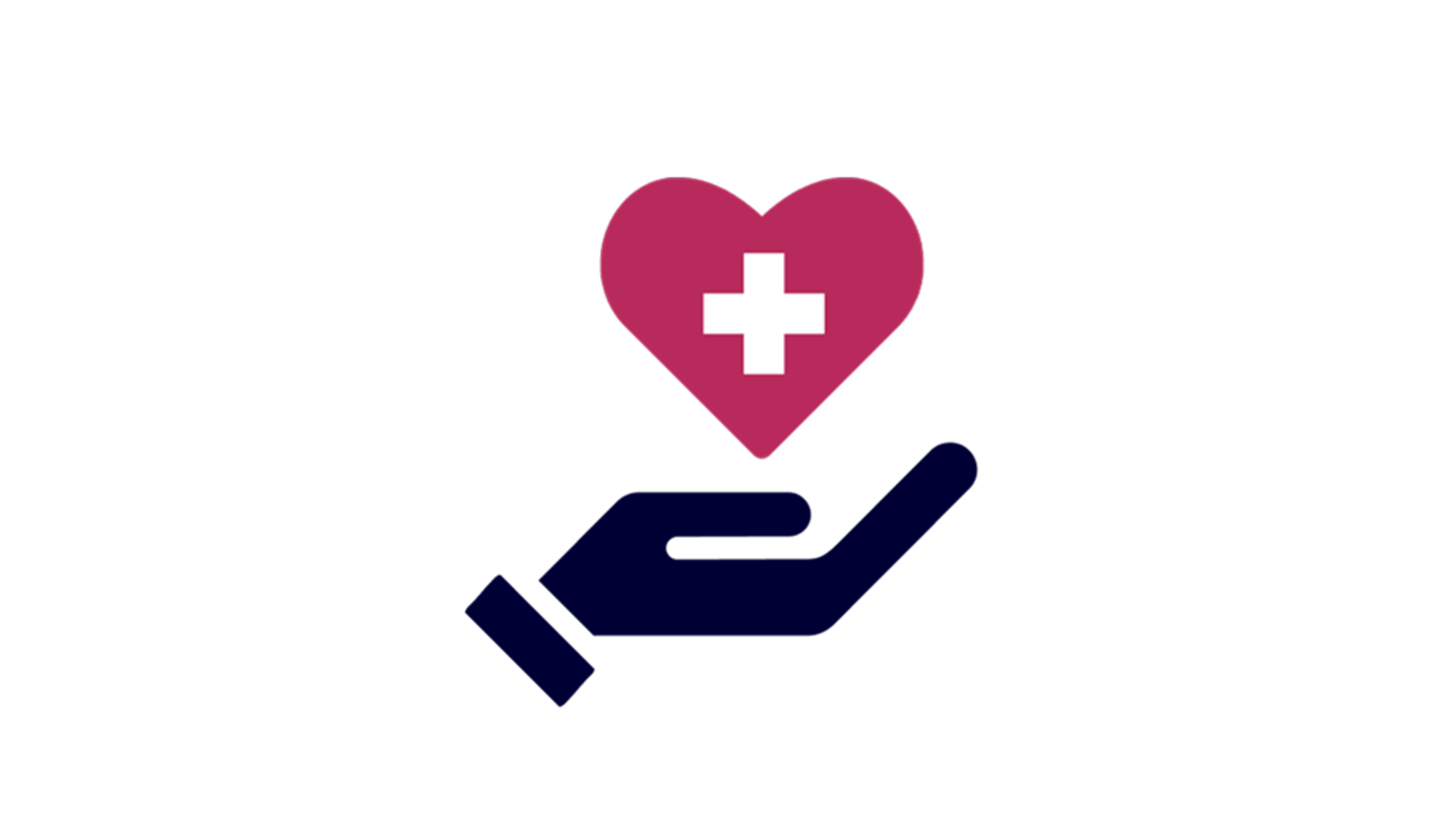 Icon of a hand holding heart with cross sign 